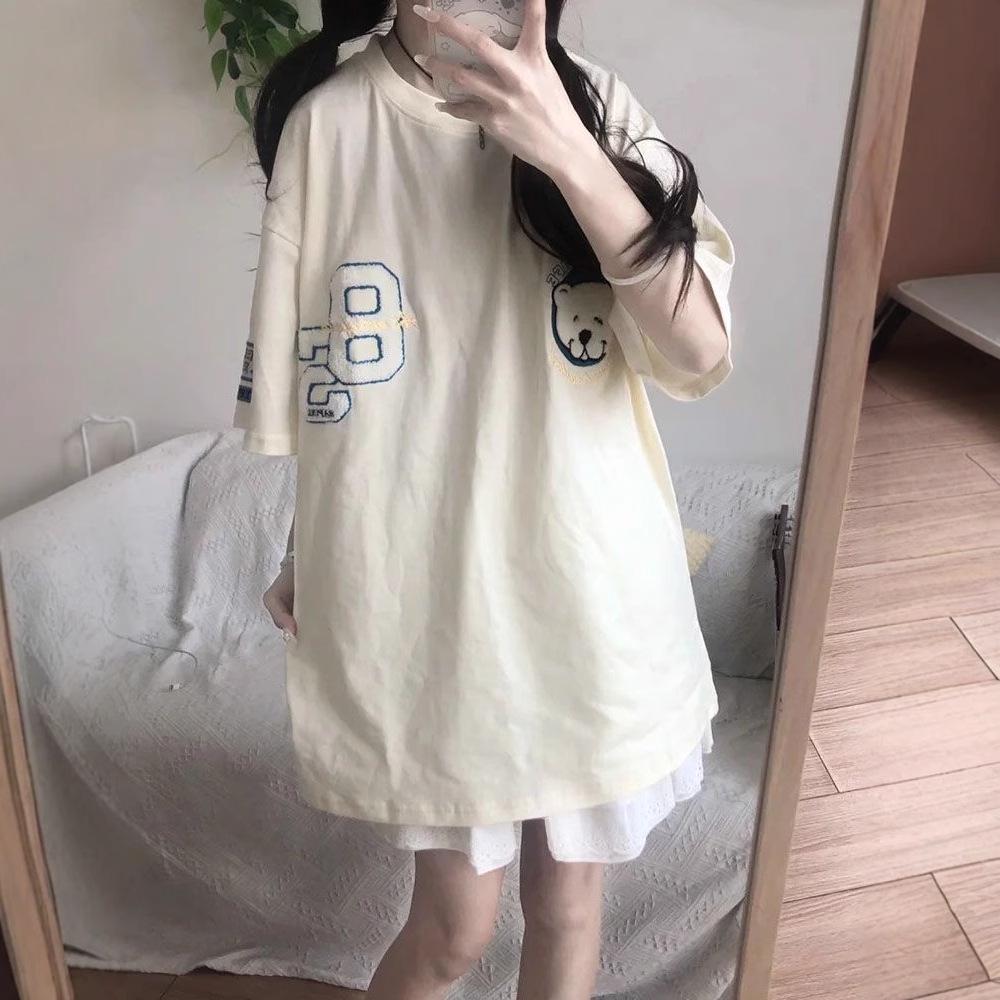 230g Women’s Cotton Embroidery Loose Crew Neck Short Sleeve T-shirt, Summer 2025 Edition L fits 95-115 jin
230g Women’s Cotton Embroidery Loose Crew Neck Short Sleeve T-shirt, Summer 2025 Edition L fits 95-115 jin
