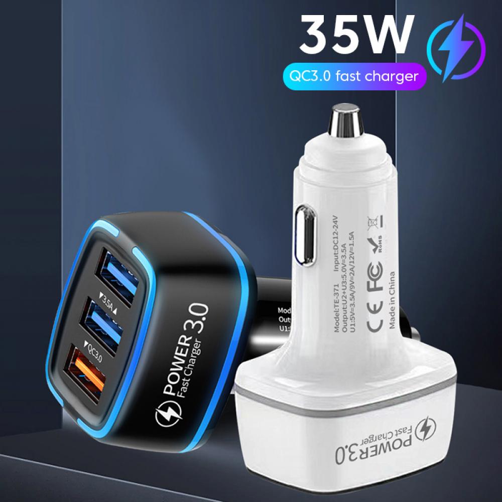 3-портовое автомобильное зарядное устройство USB 35 Вт 3,5 А + QC 3.0 Быстрая зарядка для iPhone Xiaomi Huawei Samsung Oneplus Аксессуары для быстрой зарядки мобильного телефона
3-портовое автомобильное зарядное устройство USB 35 Вт 3,5 А + QC 3.0 Быстрая зарядка для iPhone Xiaomi Huawei Samsung Oneplus Аксессуары для быстрой зарядки мобильного телефона