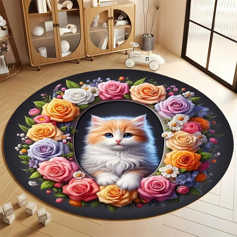 Floral Cat Round Rug for Cozy Living Spaces round carpet for home sofa bedroom, gift Diameter 60cm
Floral Cat Round Rug for Cozy Living Spaces round carpet for home sofa bedroom, gift Diameter 60cm