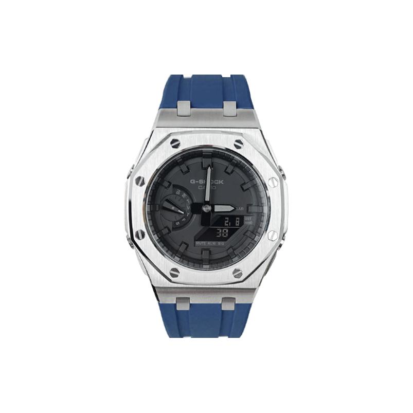 CASIO Unisex Liquid Crystal,Analog Dual Display Series Black Watch GA-2100-1A1(Watch1--) Silver Case Blue Strap
CASIO Unisex Liquid Crystal,Analog Dual Display Series Black Watch GA-2100-1A1(Watch1--) Silver Case Blue Strap
