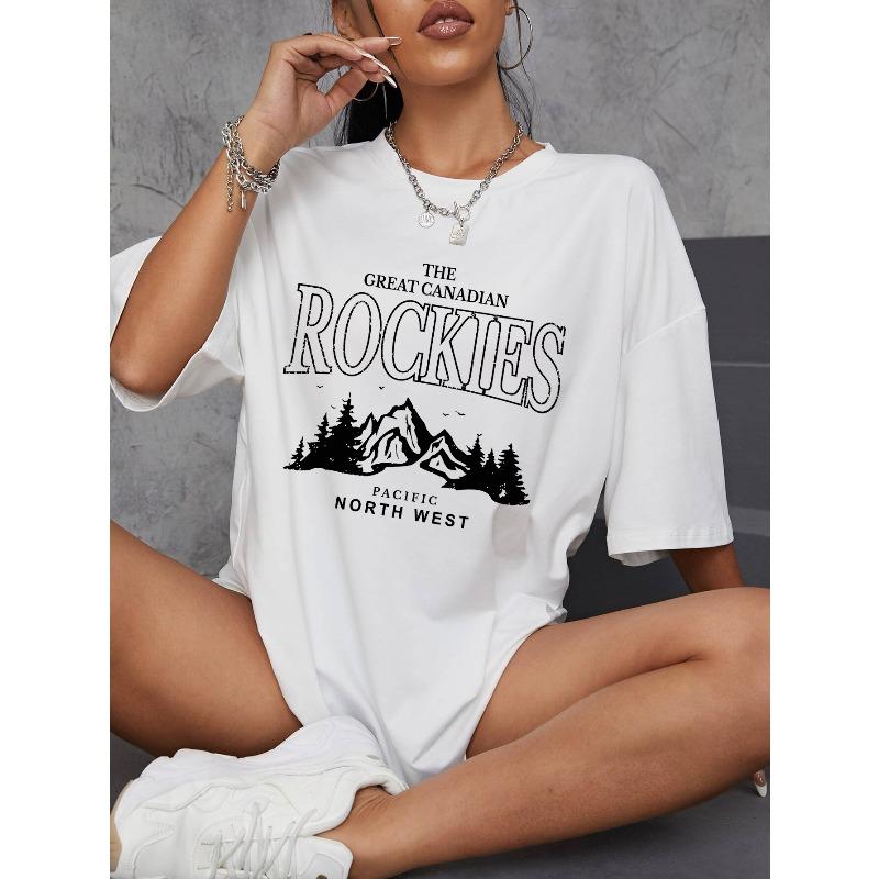 Rockies Letter Printed Tops Cotton TShirts for Womens Fashion Casual Soft Short Sleeve Loose Tees Comfortable Street Clothes S
Rockies Letter Printed Tops Cotton TShirts for Womens Fashion Casual Soft Short Sleeve Loose Tees Comfortable Street Clothes S