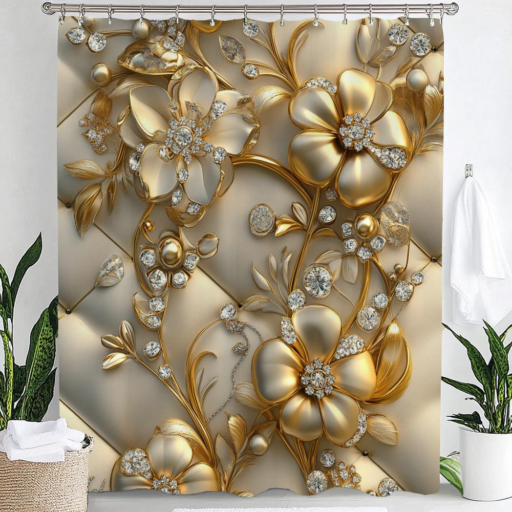 Golden Shallow Relief Floral Print Shower Curtain Partition Privacy Hanging Curtain With Hooks Multiple Size Machine Washable W60H190(CM)-1 Pcs
Golden Shallow Relief Floral Print Shower Curtain Partition Privacy Hanging Curtain With Hooks Multiple Size Machine Washable W60H190(CM)-1 Pcs