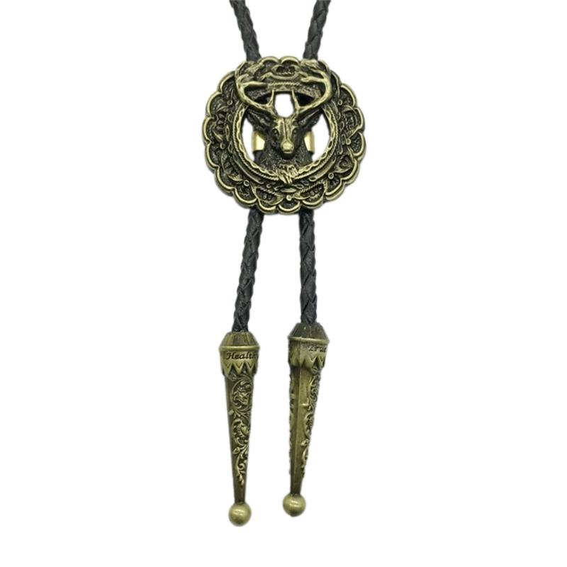 Western Bolo Tie Vintage Antiqued Metal Elk Head Pendant Shirt Chain Collar Necktie Faux Leather Rope Jewelry Necklace бронзовий
Western Bolo Tie Vintage Antiqued Metal Elk Head Pendant Shirt Chain Collar Necktie Faux Leather Rope Jewelry Necklace бронзовий