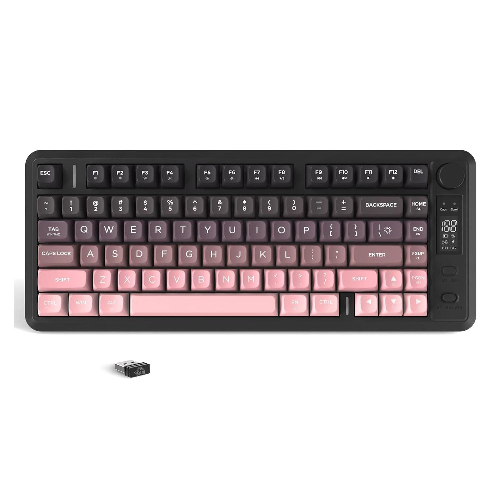 ATTACK SHARK M75 Wireless Membrane Gaming Keyboard with Knob&OLED Display Bluetooth/2.4Ghz Rainbow Backlit Gradient PBT Keycaps рожевий
ATTACK SHARK M75 Wireless Membrane Gaming Keyboard with Knob&OLED Display Bluetooth/2.4Ghz Rainbow Backlit Gradient PBT Keycaps рожевий