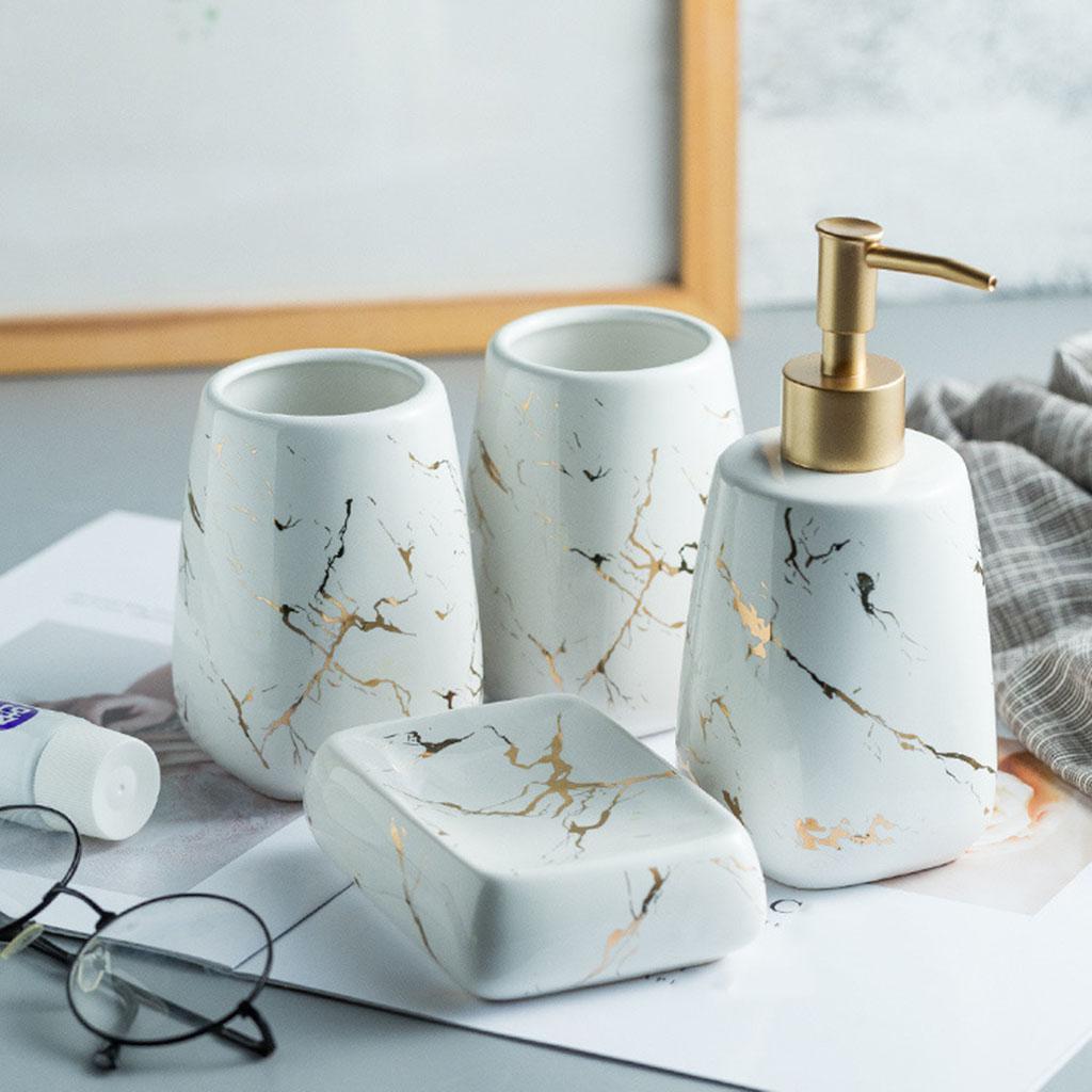 Bath Bathroom Accessory Kit CERAMIC Marble Pattern Lotion Dispenser Soap Dish Great Gift for Family, Friends
Bath Bathroom Accessory Kit CERAMIC Marble Pattern Lotion Dispenser Soap Dish Great Gift for Family, Friends