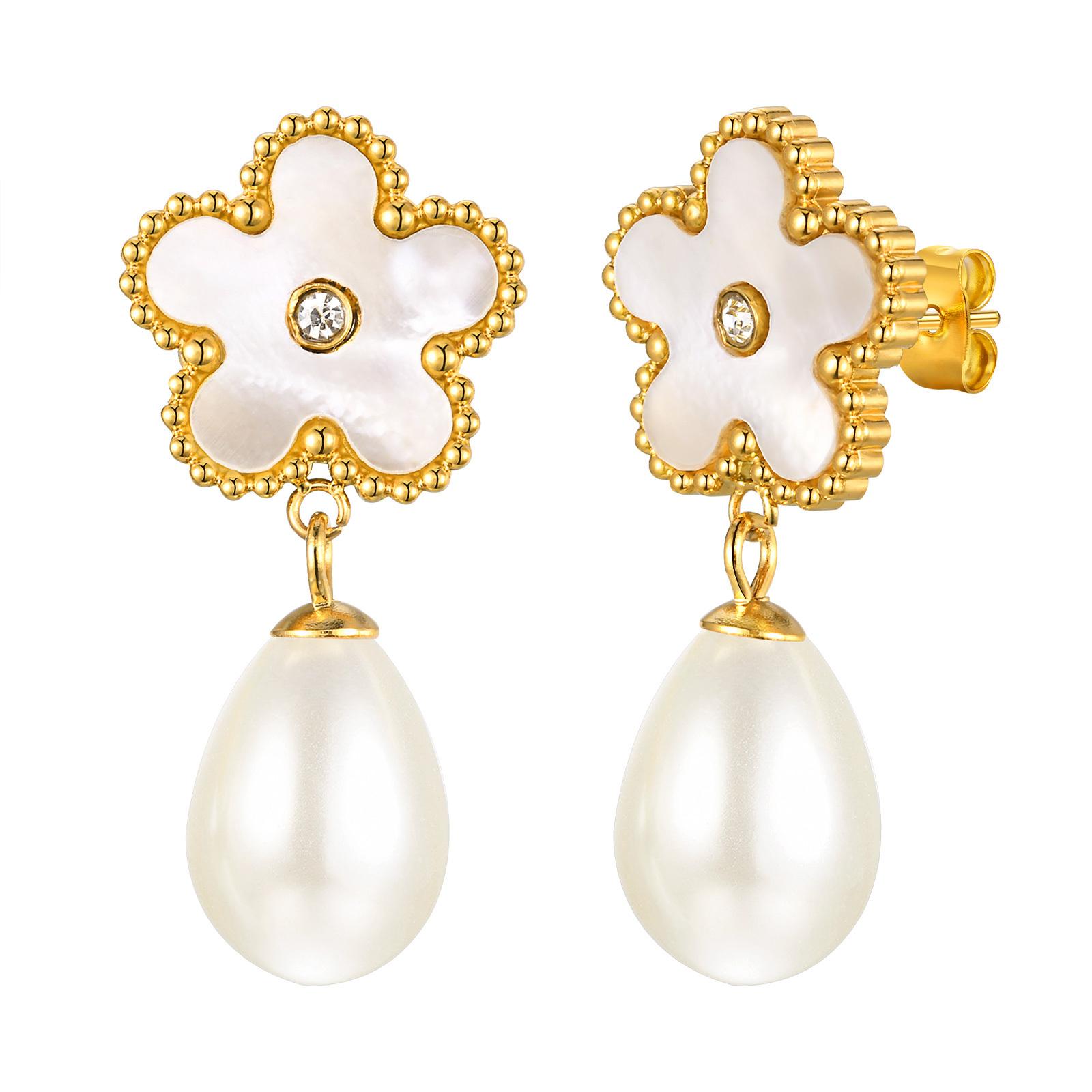 Teardrop Pearls Dangle Earrings For Women, Stainless Steel Flower Zirconia Earring Elegant Jewelry
Teardrop Pearls Dangle Earrings For Women, Stainless Steel Flower Zirconia Earring Elegant Jewelry