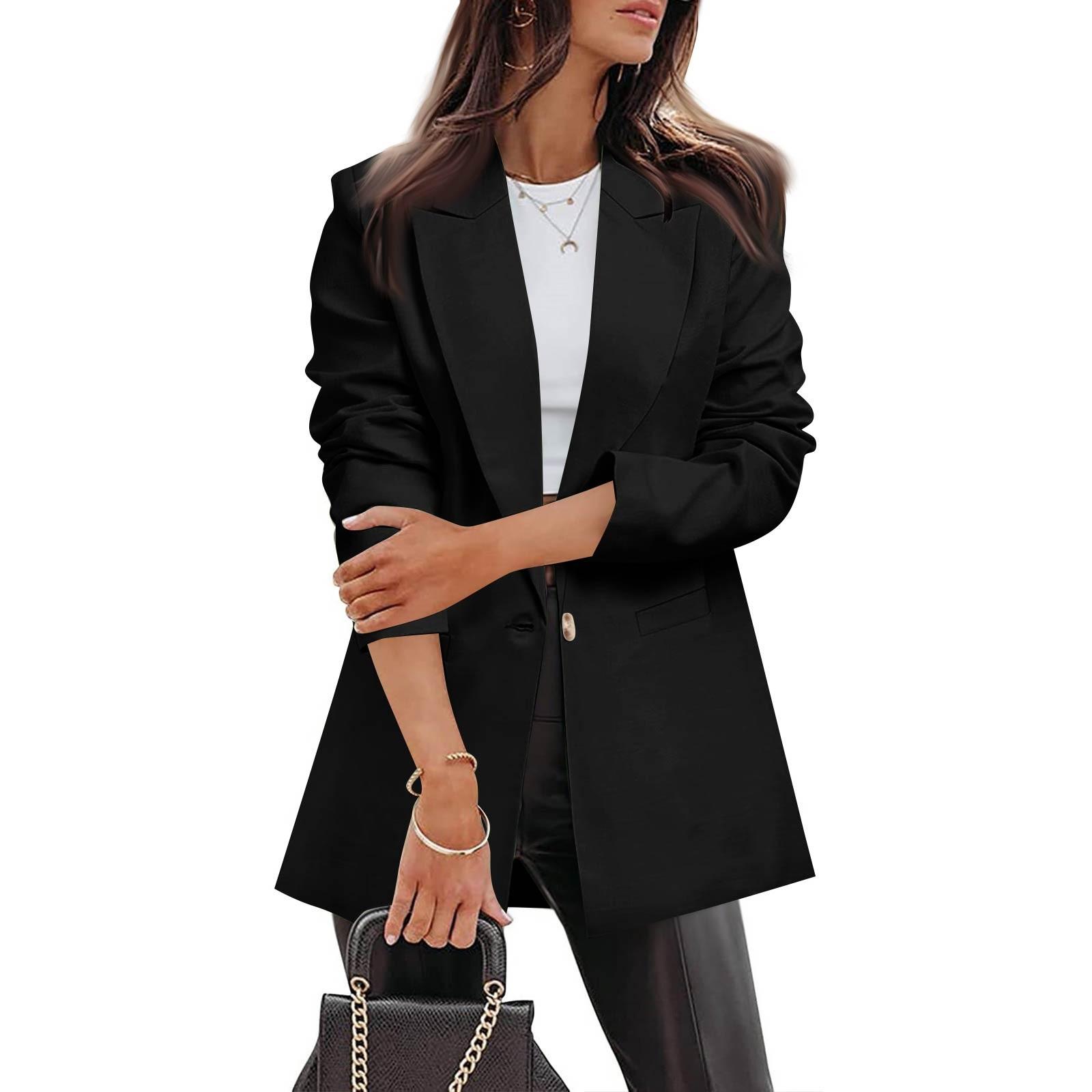 Женское повседневное рабочее пальто с длинным рукавом и V-образным вырезом на одной пуговице, однотонное L чёрный
Женское повседневное рабочее пальто с длинным рукавом и V-образным вырезом на одной пуговице, однотонное L чёрный