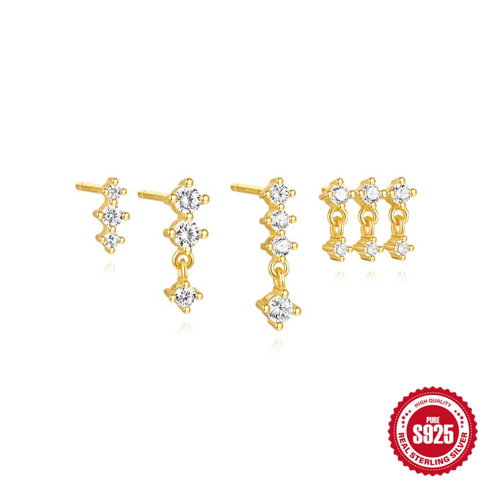 S925 Sterling Silver Simple Style Simple Classic Geometric Fringe Diamond Stud Earrings Set Four-Piece Set 925 Silver
S925 Sterling Silver Simple Style Simple Classic Geometric Fringe Diamond Stud Earrings Set Four-Piece Set 925 Silver