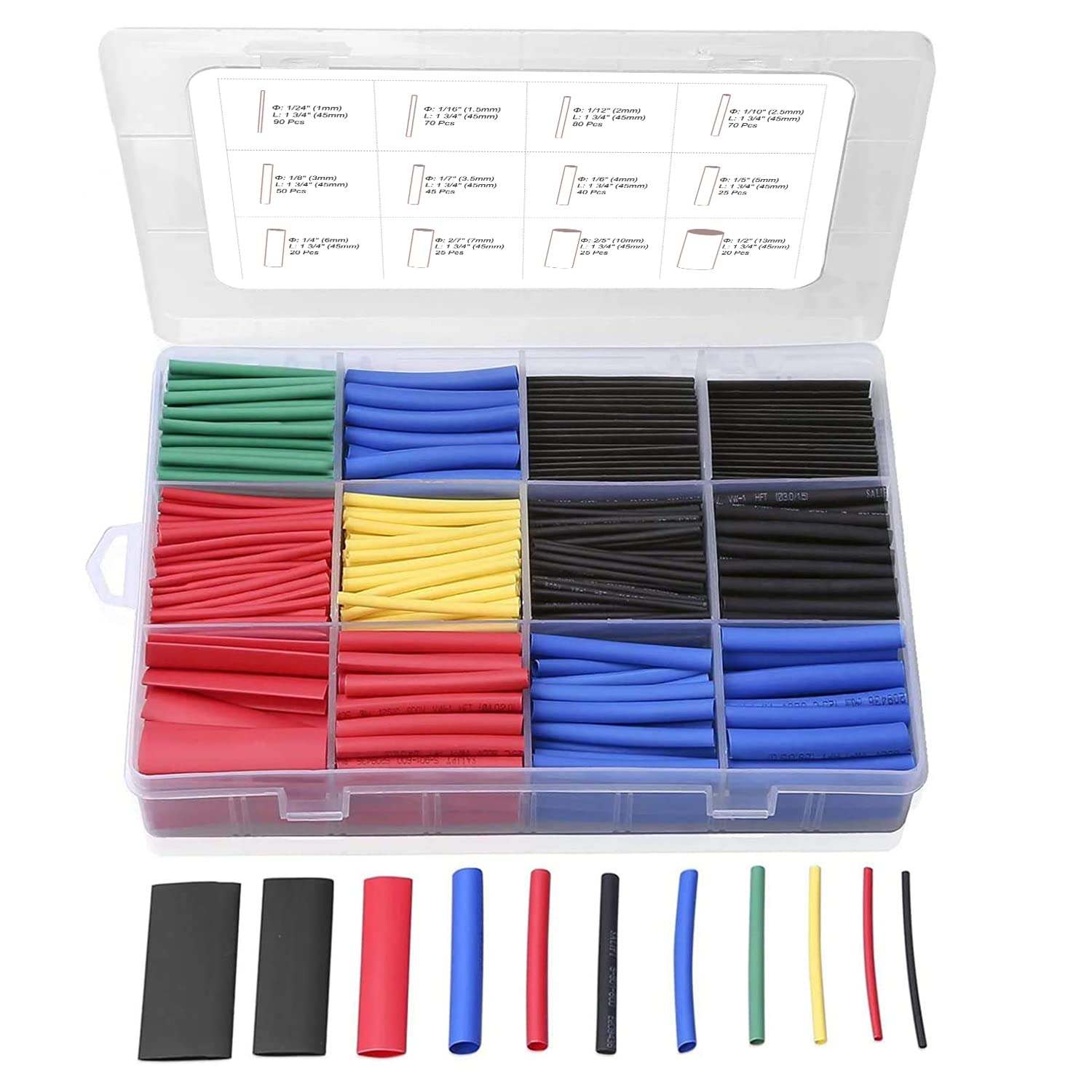 580/560Pcs Heat Shrink Tubing Kit EVA Material in 6 Colors 11 Sizes - Ideal for Electrical Insulation, Repairs, and Wire Conne 560pcs in box
580/560Pcs Heat Shrink Tubing Kit EVA Material in 6 Colors 11 Sizes - Ideal for Electrical Insulation, Repairs, and Wire Conne 560pcs in box