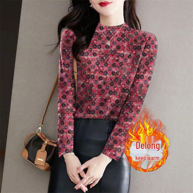 Women s Ribbed Plush Floral Base Layer Top - Half-High Collar, Long Sleeve, Stylish, Slimming, Warm for Autumn/Winter. M (up to 90 jin)
Women s Ribbed Plush Floral Base Layer Top - Half-High Collar, Long Sleeve, Stylish, Slimming, Warm for Autumn/Winter. M (up to 90 jin)