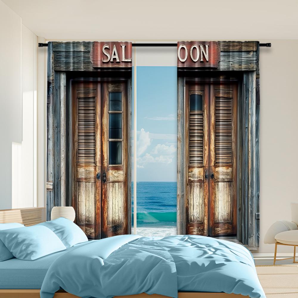 Set Of 2 Versatile Polyester Transparent Curtains Home Decoration Western Saloon Door Pattern Use Bedrooms Vintage Made Bedroom Decor Window Treatment W100*H70(CM)-Rod Pocket&1PCS
Set Of 2 Versatile Polyester Transparent Curtains Home Decoration Western Saloon Door Pattern Use Bedrooms Vintage Made Bedroom Decor Window Treatment W100*H70(CM)-Rod Pocket&1PCS