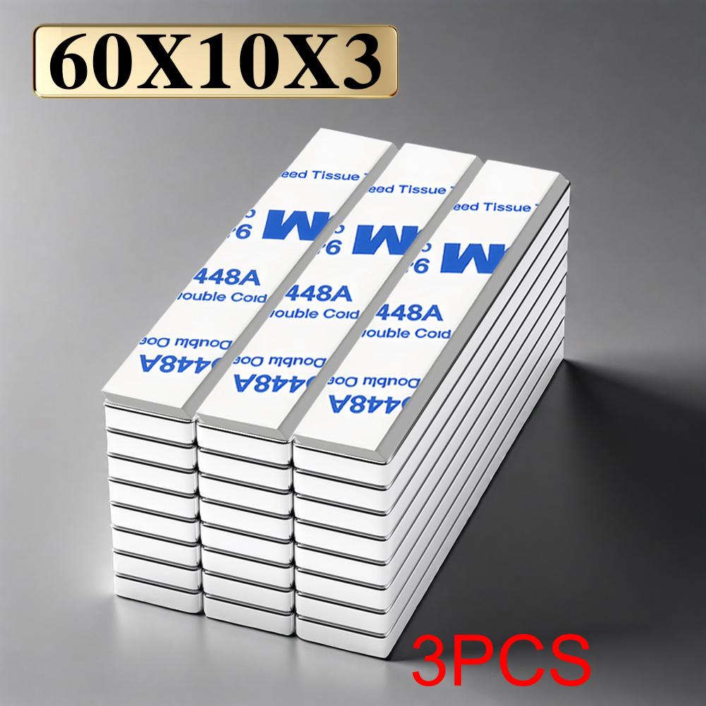 60x10x3mm Super Powerful Block Neodymium Magnet With double-sided adhesive Magnet N35 Strong Permanent Magnetic imanes
60x10x3mm Super Powerful Block Neodymium Magnet With double-sided adhesive Magnet N35 Strong Permanent Magnetic imanes
