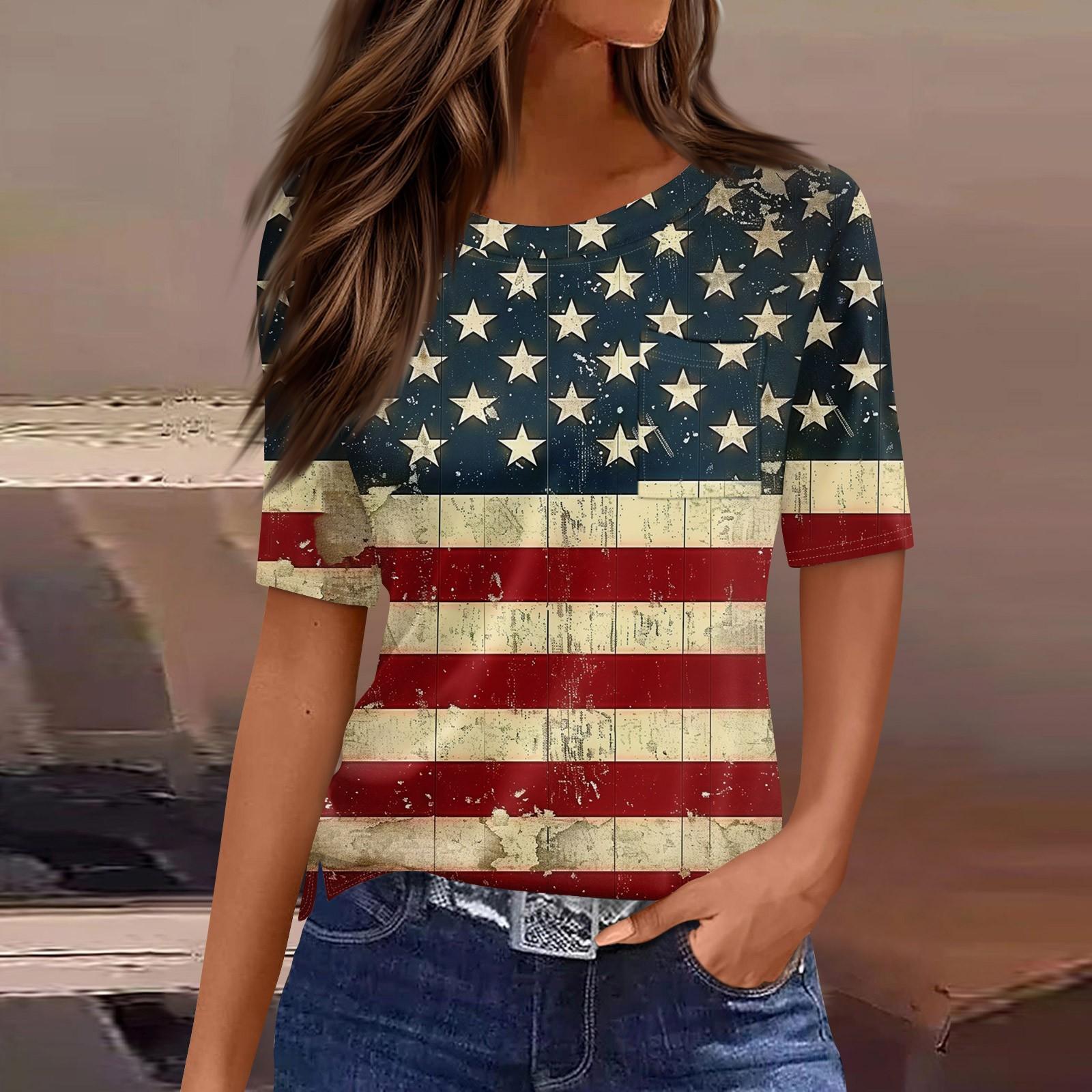 Women s Round Neck Pocket Independence Day Print Short Sleeve T-Shirt Top XL винний
Women s Round Neck Pocket Independence Day Print Short Sleeve T-Shirt Top XL винний