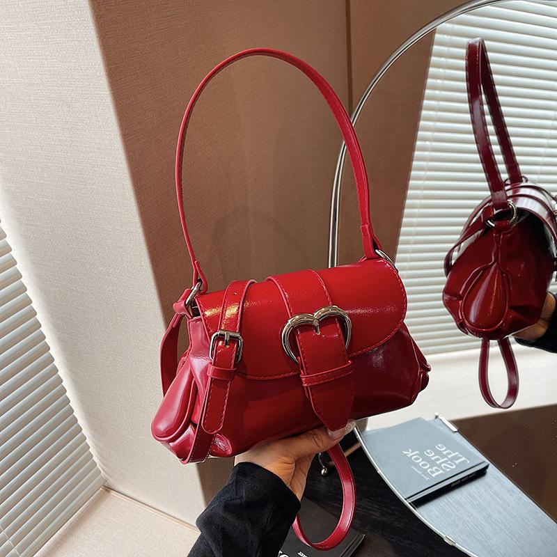 Премиальная модная ручная сумка-седло, летняя новинка, простая трендовая наплечная сумка, универсальная сумка-мессенджер красный