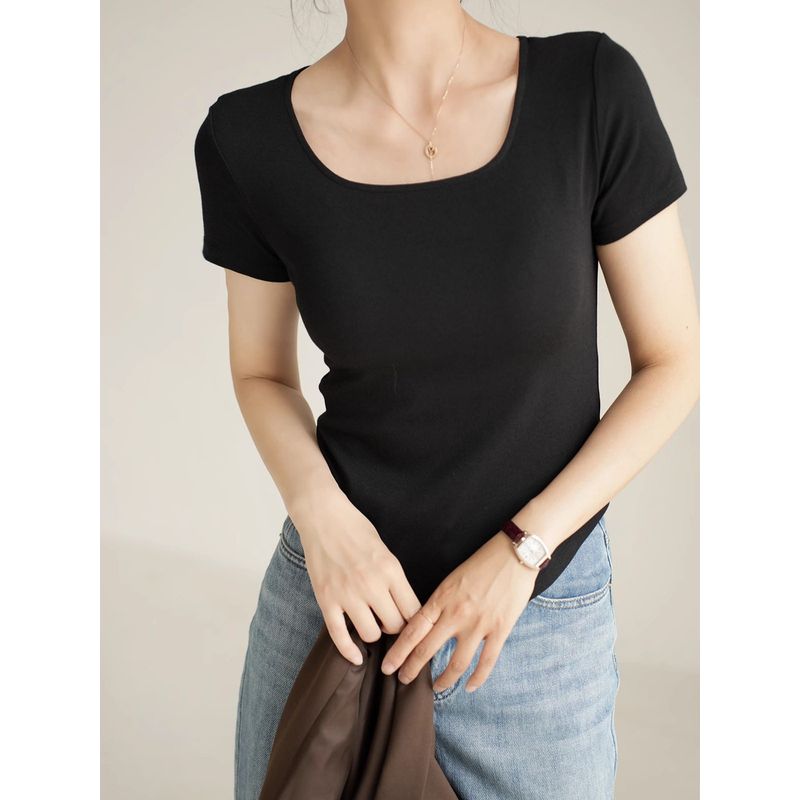260G Selection Pure Cotton T-shirt Women s Summer Short Sleeve 2024 New Arrival Asymmetrical Arc Silm Slim Looking U Collar Base Black M
260G Selection Pure Cotton T-shirt Women s Summer Short Sleeve 2024 New Arrival Asymmetrical Arc Silm Slim Looking U Collar Base Black M