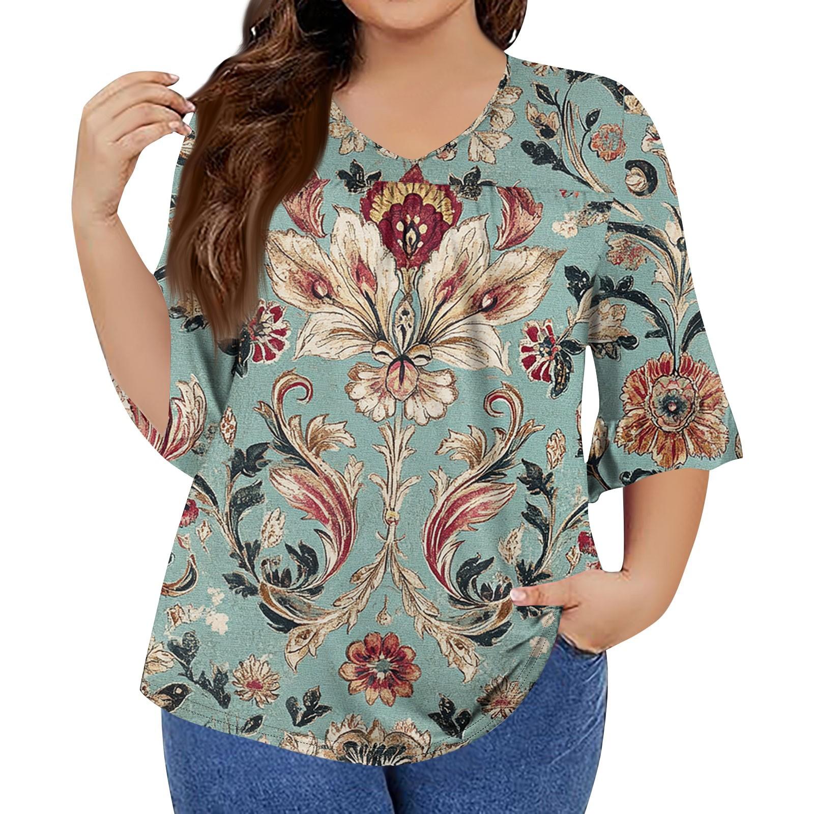 Женская мода повседневная ретро принтованная футболка с V-образным вырезом и рукавами-семью точками и оборками на рукавах топы больших размеров для женщин XXL
Женская мода повседневная ретро принтованная футболка с V-образным вырезом и рукавами-семью точками и оборками на рукавах топы больших размеров для женщин XXL