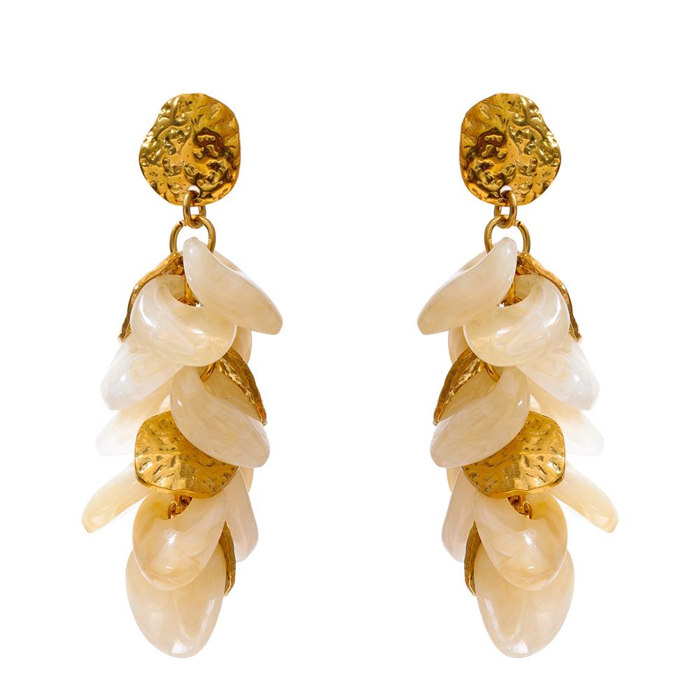 Yhpup Exclusive Handmade Jewelry Beige Amber Resin Flower Petal Tassel Drop Charm Earrings Stainless Steel Waterproof Jewelry
Yhpup Exclusive Handmade Jewelry Beige Amber Resin Flower Petal Tassel Drop Charm Earrings Stainless Steel Waterproof Jewelry