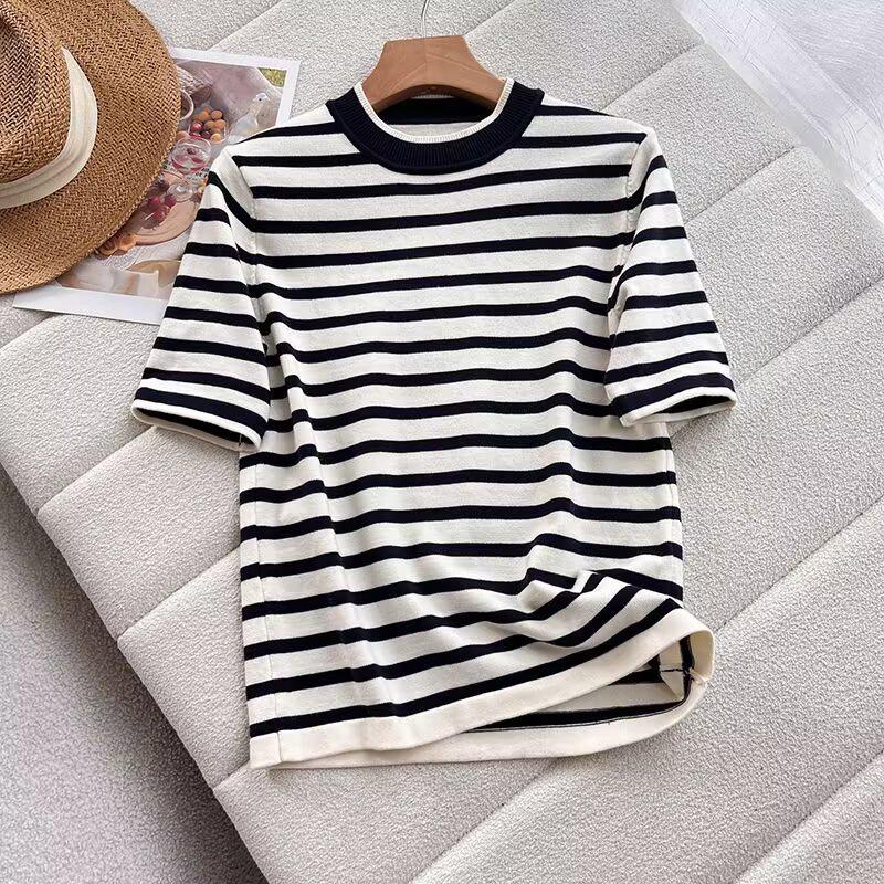 Женская футболка в полоску с цветными блоками на весну/лето S
Женская футболка в полоску с цветными блоками на весну/лето S