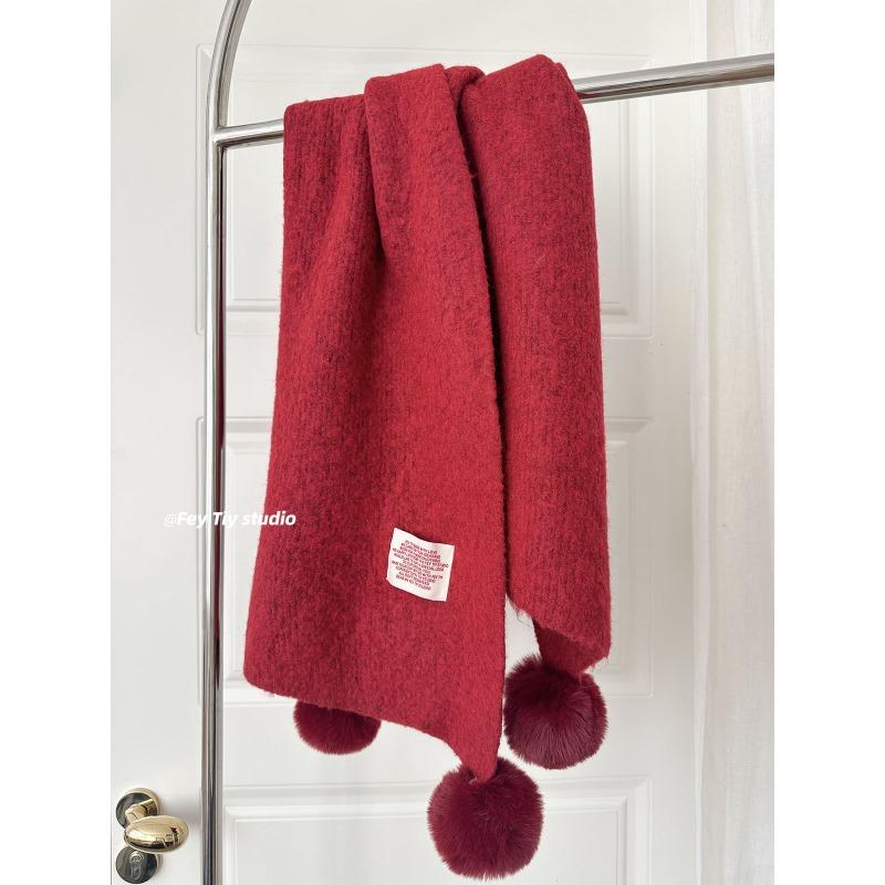 Korean Style Imitation Cashmere Fur Ball Scarf for Women Winter Warm and Versatile Woolen Scarf Thickened Christmas Scarf with Atmosphere 170*35CM
Korean Style Imitation Cashmere Fur Ball Scarf for Women Winter Warm and Versatile Woolen Scarf Thickened Christmas Scarf with Atmosphere 170*35CM