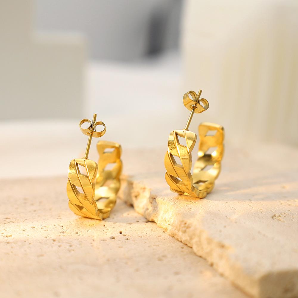European-American Design C-Shaped Hollow Woven 18k Titanium Steel Earrings - Women s High-End Jewelry
European-American Design C-Shaped Hollow Woven 18k Titanium Steel Earrings - Women s High-End Jewelry