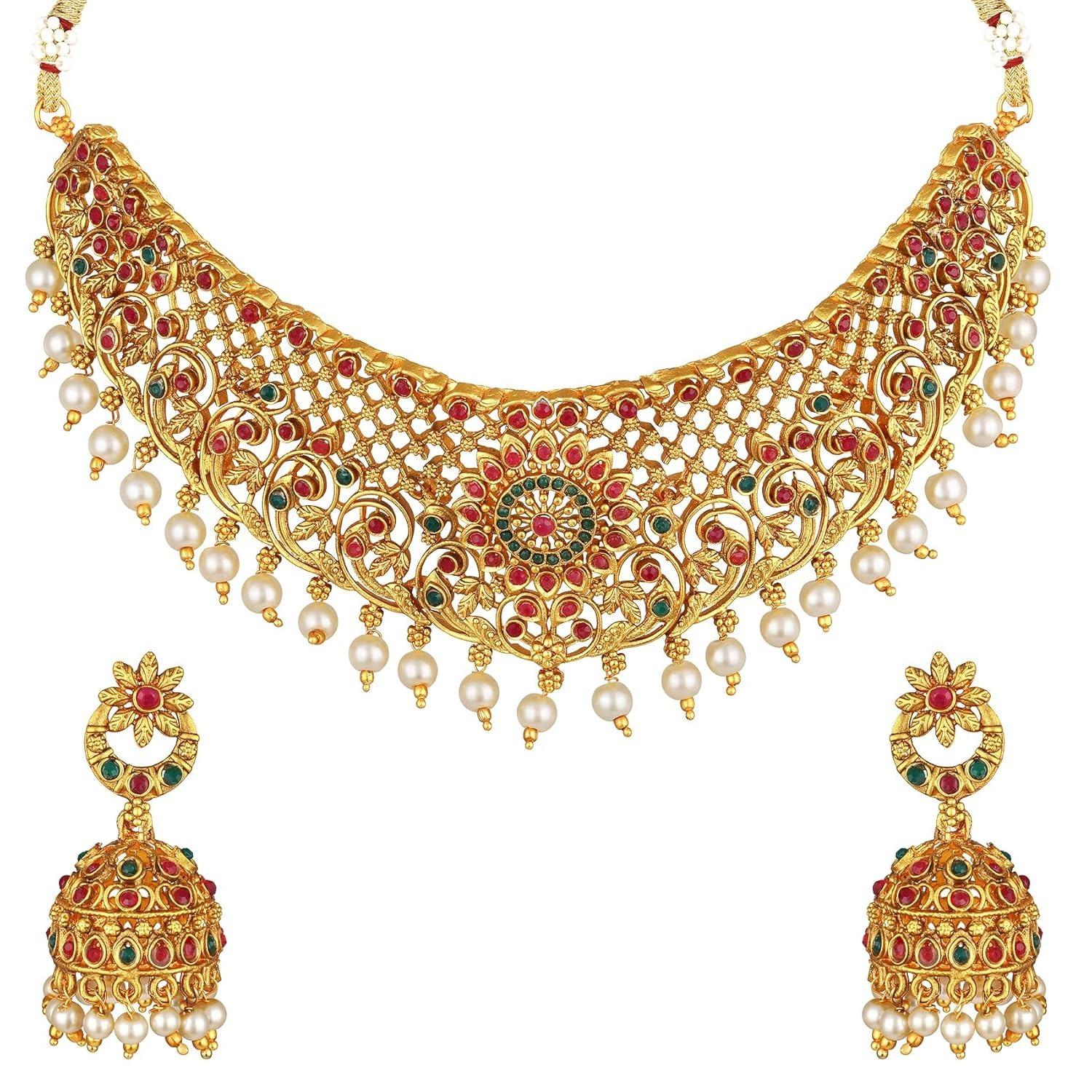 Latest Stylish Fancy Pearl Choker Traditional Jewellery Set for Women | Temple Necklace Set | Festive Wedding Party Earrings Onesize золотий
Latest Stylish Fancy Pearl Choker Traditional Jewellery Set for Women | Temple Necklace Set | Festive Wedding Party Earrings Onesize золотий