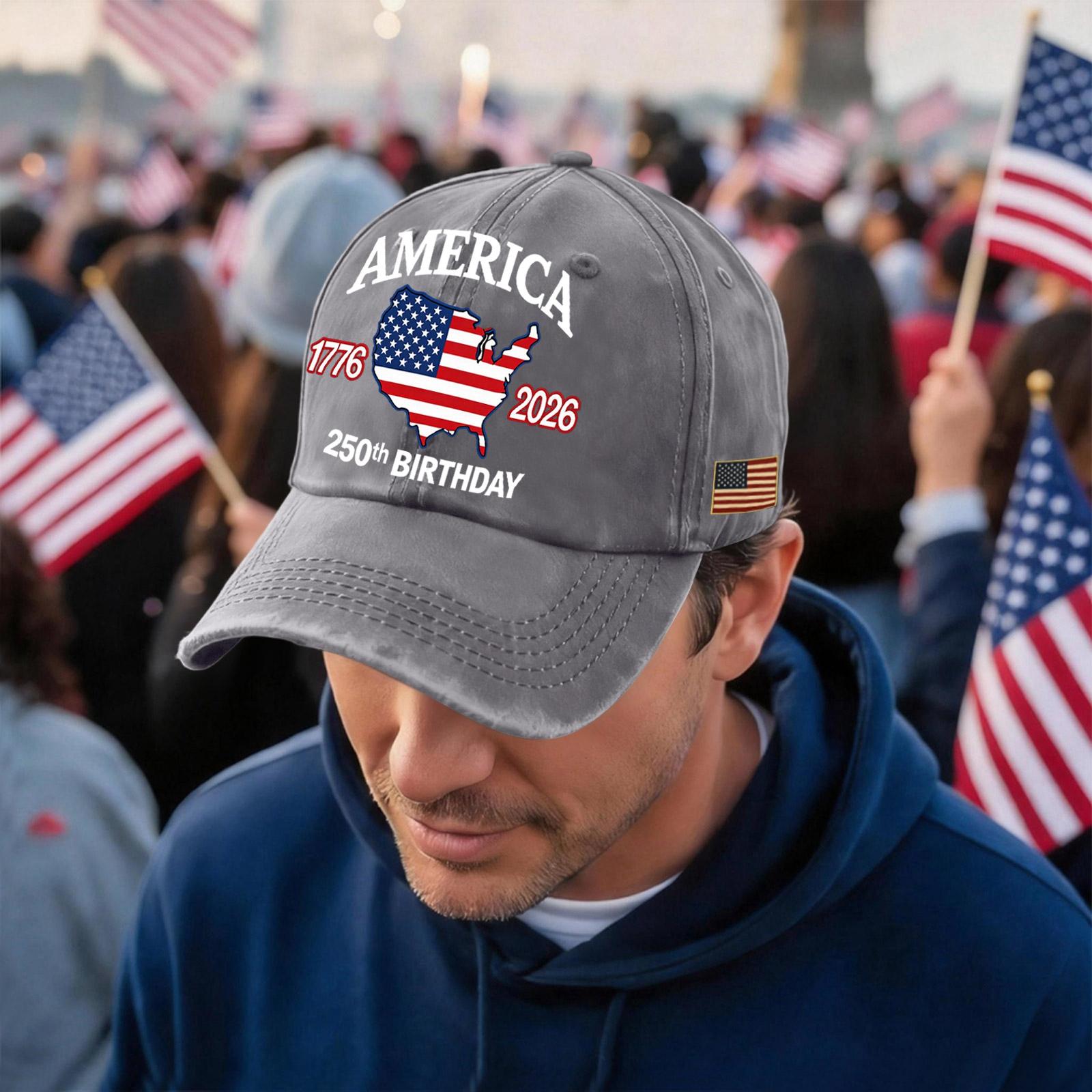 Adjustable Baseball Cap with Embroidered USA Map and 250th Birthday 1776 2026 Design for Adults Unisex Fit One Size
Adjustable Baseball Cap with Embroidered USA Map and 250th Birthday 1776 2026 Design for Adults Unisex Fit One Size