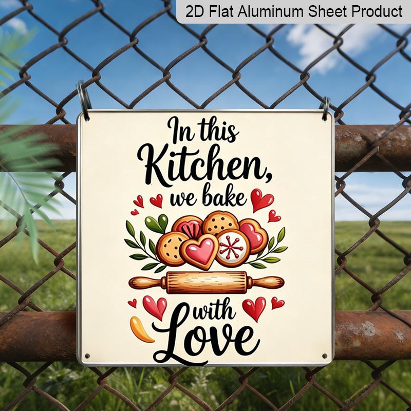 2D Flat - 1pc Vintage Aluminum Metal Sign for Outdoor Wall Decoration, In This Kitchen We Bake with Love Quote Retro Metal Plaque, Cookie & Heart 20*20cm
2D Flat - 1pc Vintage Aluminum Metal Sign for Outdoor Wall Decoration, In This Kitchen We Bake with Love Quote Retro Metal Plaque, Cookie & Heart 20*20cm