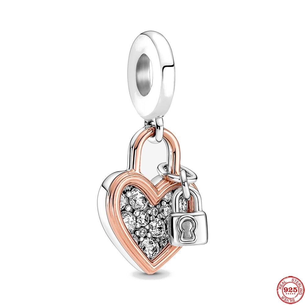 New Original Silver Color Heart Padlock Double Dangle Diy Bead Fit European Fashion Charms Bracelet Bangles Diy Jewelry P966
New Original Silver Color Heart Padlock Double Dangle Diy Bead Fit European Fashion Charms Bracelet Bangles Diy Jewelry P966