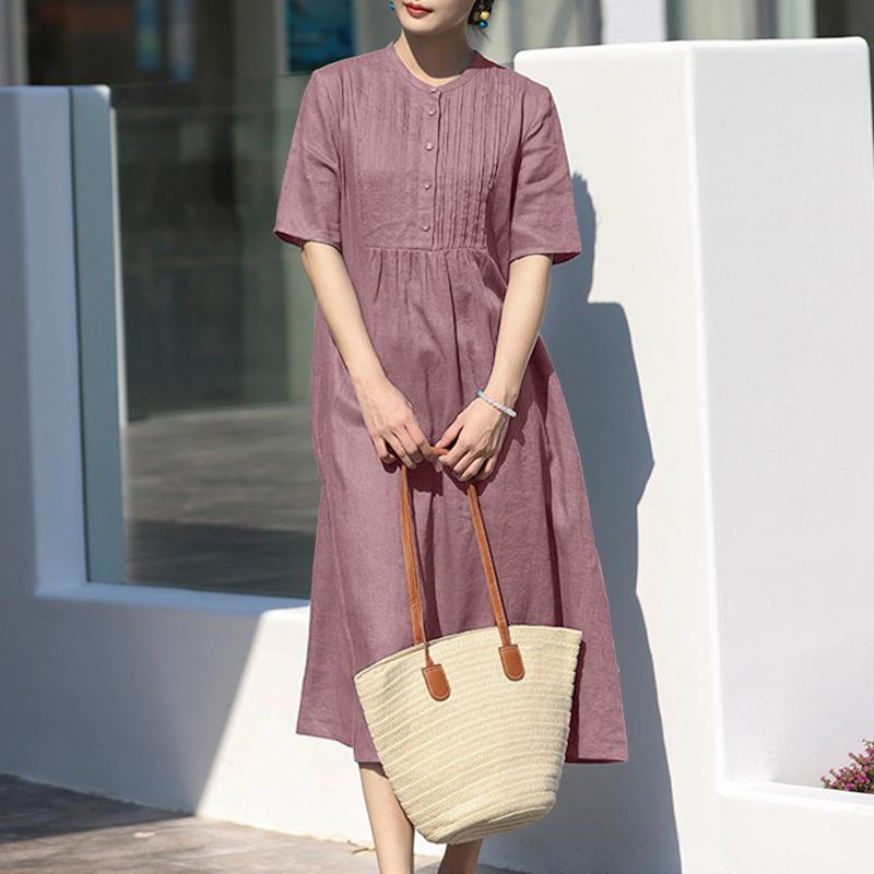 ZANZEA Women Casual Round Neck Solid Color Summer Short Sleeve Dress 5XL фіолетовий
ZANZEA Women Casual Round Neck Solid Color Summer Short Sleeve Dress 5XL фіолетовий