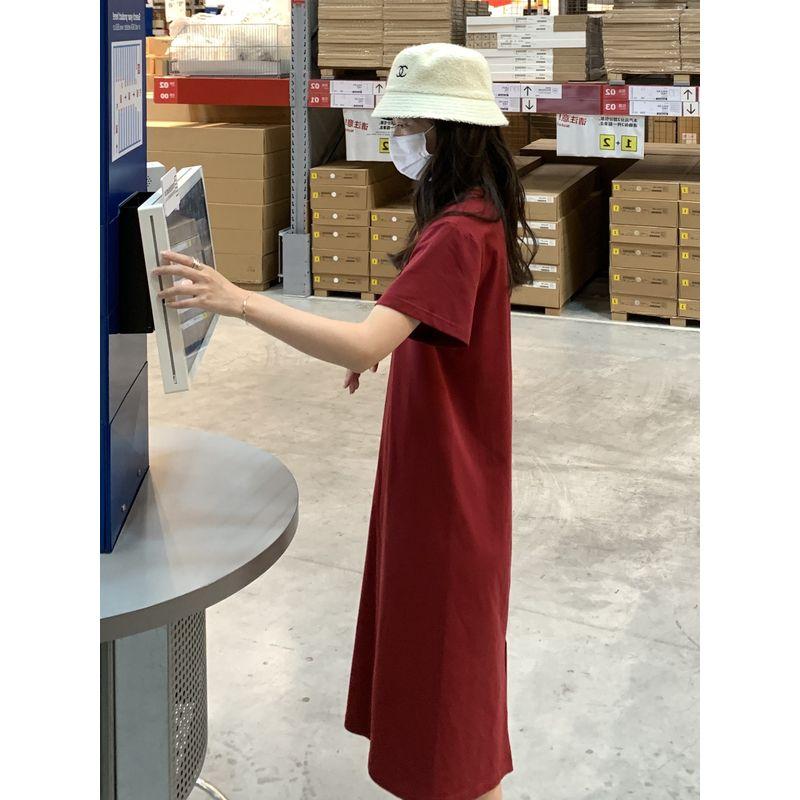 2025 Summer Ins New Arrival Casual Bean Bag T-shirt Skirt Loose Thin over the Knee Pure Cotton Dress Female Summer Mid Length Long Length Red M
2025 Summer Ins New Arrival Casual Bean Bag T-shirt Skirt Loose Thin over the Knee Pure Cotton Dress Female Summer Mid Length Long Length Red M