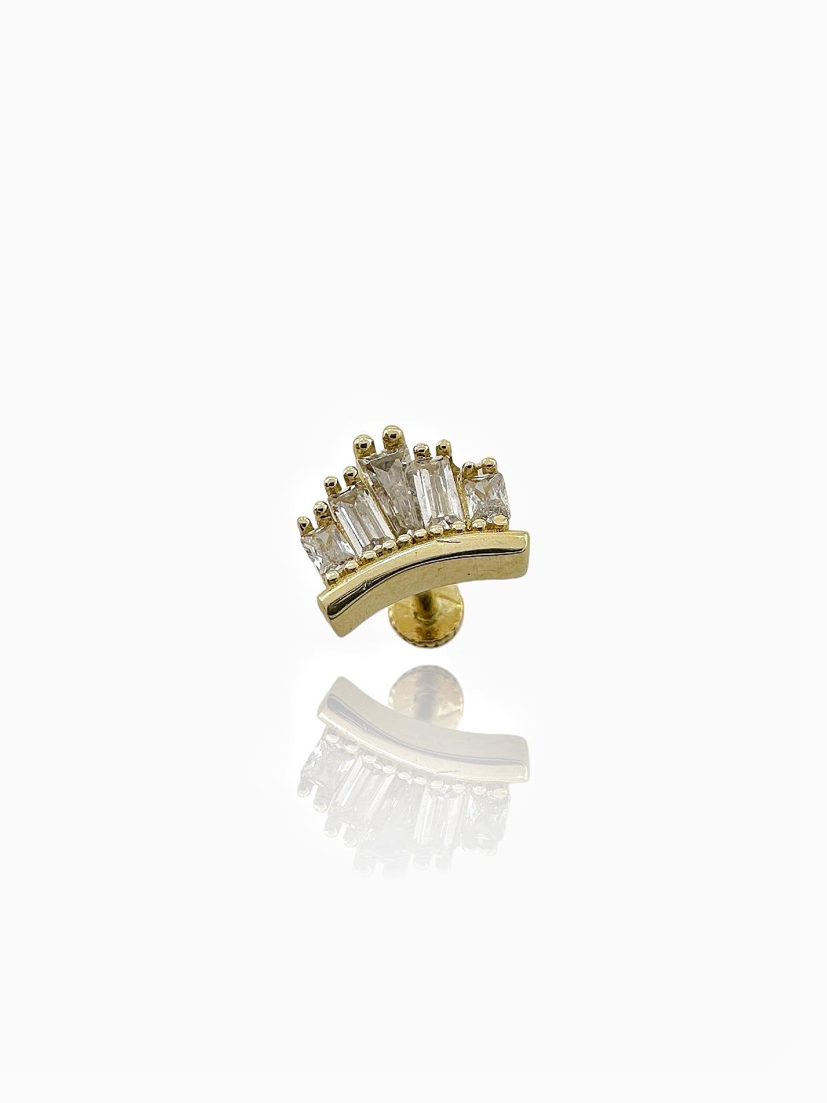 Серьга-козелок с бриллиантовой моделью Queen Crown Baguette Stone, 14-каратное золото
Серьга-козелок с бриллиантовой моделью Queen Crown Baguette Stone, 14-каратное золото