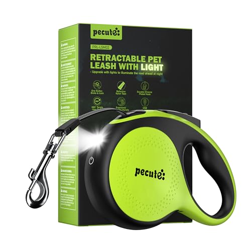 Pecute Retractable Dog Leash with LED Light, Smooth Winding, Strong Nylon Tape, Pause Function, Suitable for Small, Medium, and Large Dogs, 30kg Weigh
Pecute Retractable Dog Leash with LED Light, Smooth Winding, Strong Nylon Tape, Pause Function, Suitable for Small, Medium, and Large Dogs, 30kg Weigh