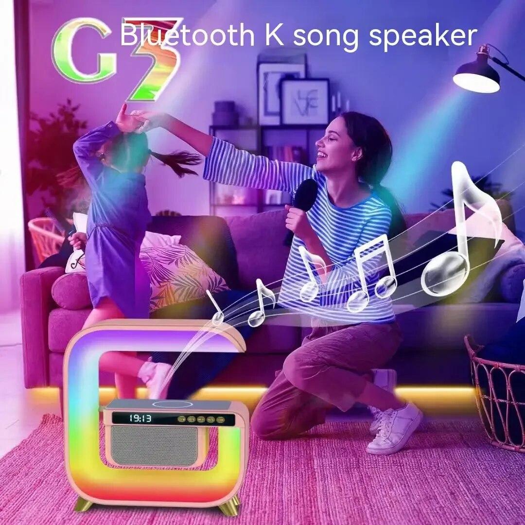 Bluetooth-динамик, будильник, дисплей, 15 Вт, беспроводная зарядка, настольный домашний декор, красочный атмосферный свет, креативный подарок для ребенка
Bluetooth-динамик, будильник, дисплей, 15 Вт, беспроводная зарядка, настольный домашний декор, красочный атмосферный свет, креативный подарок для ребенка