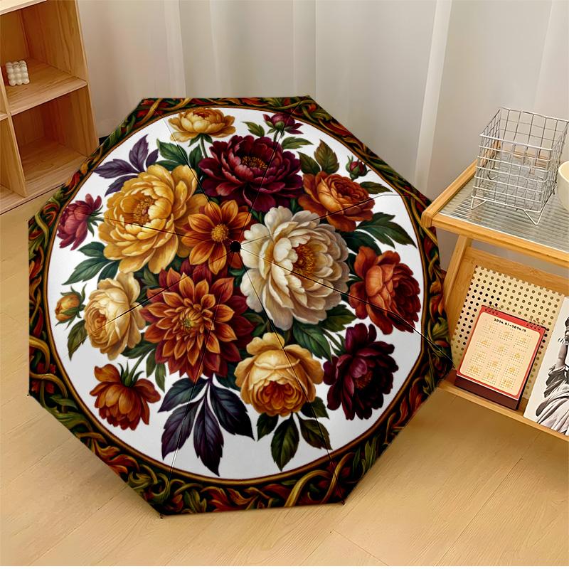 Ornate Floral Round Rug Theme Automatic Umbrella Compact 8-Rib Design Sturdy Construction Durable Umbrella Stylish Accessory
Ornate Floral Round Rug Theme Automatic Umbrella Compact 8-Rib Design Sturdy Construction Durable Umbrella Stylish Accessory