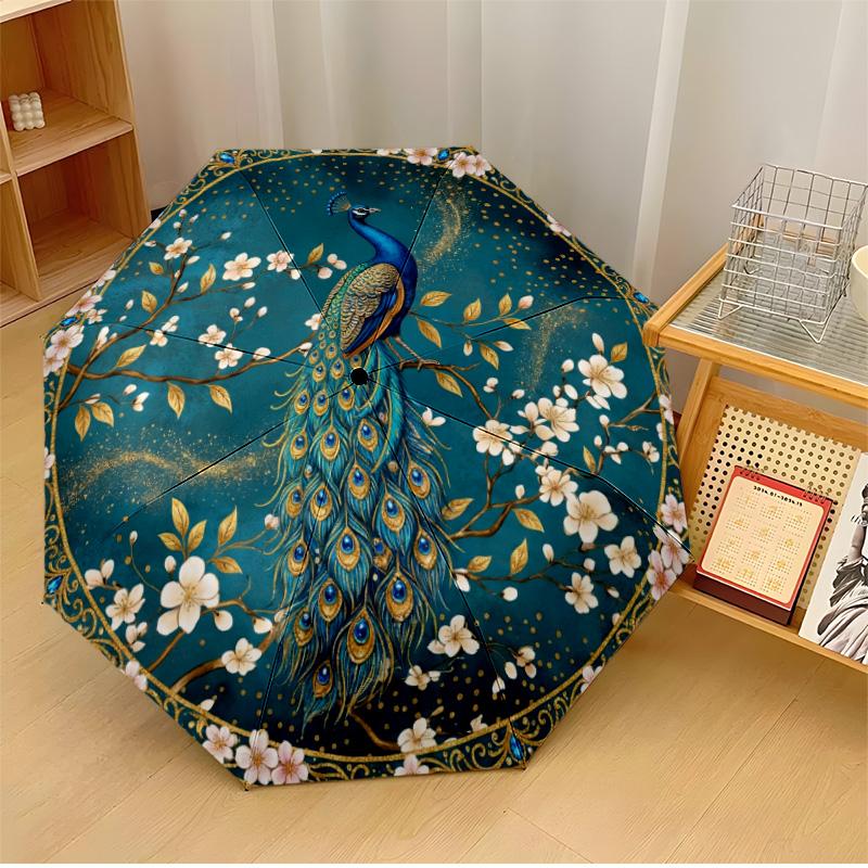 Ornate Peacock Flower Decor Printed umbrella windproof folding umbrella portable sun and rain umbrella suitable for gifting
Ornate Peacock Flower Decor Printed umbrella windproof folding umbrella portable sun and rain umbrella suitable for gifting