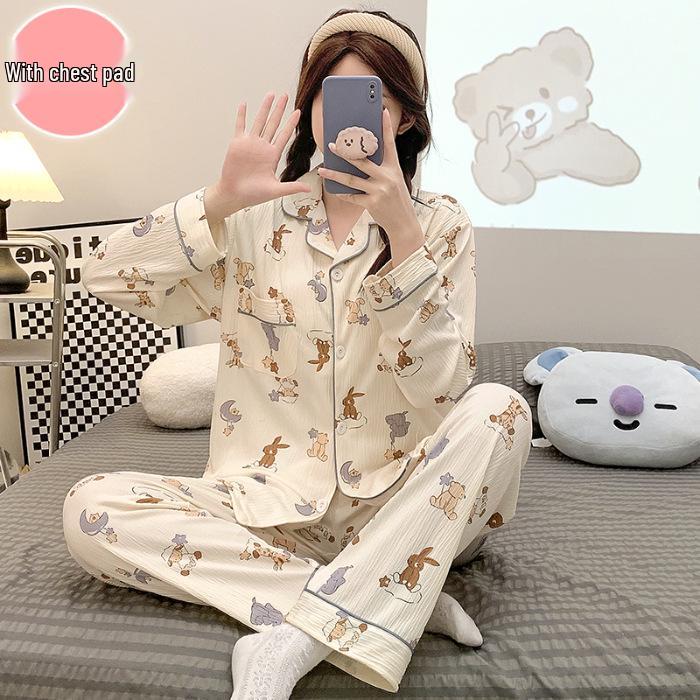 2024 Милый весенне-осенний женский креповый пижамный комплект с нагрудной вставкой, кардиганом с лацканами, топом с длинными рукавами и брюками. M
2024 Милый весенне-осенний женский креповый пижамный комплект с нагрудной вставкой, кардиганом с лацканами, топом с длинными рукавами и брюками. M