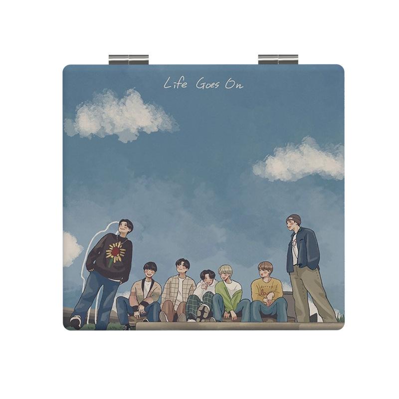BTS Life Goes On Folding Compact Mirror, Bangtan Boys Cartoon Group Print Portable Makeup Mirror, Kpop ARMY Fans Cosmetic Mirror
BTS Life Goes On Folding Compact Mirror, Bangtan Boys Cartoon Group Print Portable Makeup Mirror, Kpop ARMY Fans Cosmetic Mirror