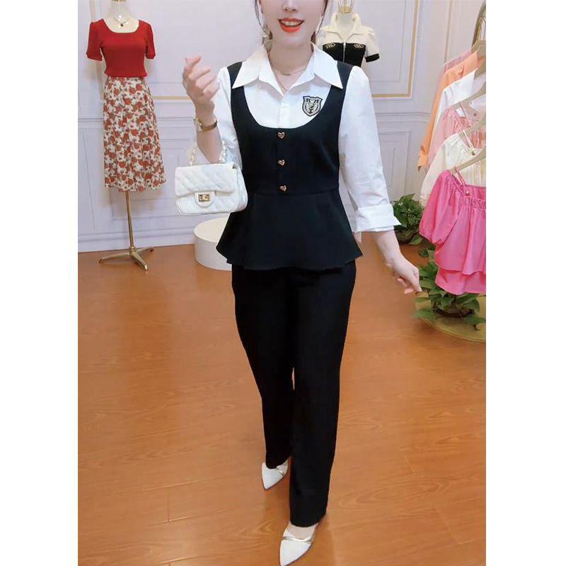 Стильный женский облегающий комплект-двойка Весна 2025: Блузка с вставками, закрывающая живот, и повседневные брюки 3XL (135-145 Jin)
Стильный женский облегающий комплект-двойка Весна 2025: Блузка с вставками, закрывающая живот, и повседневные брюки 3XL (135-145 Jin)