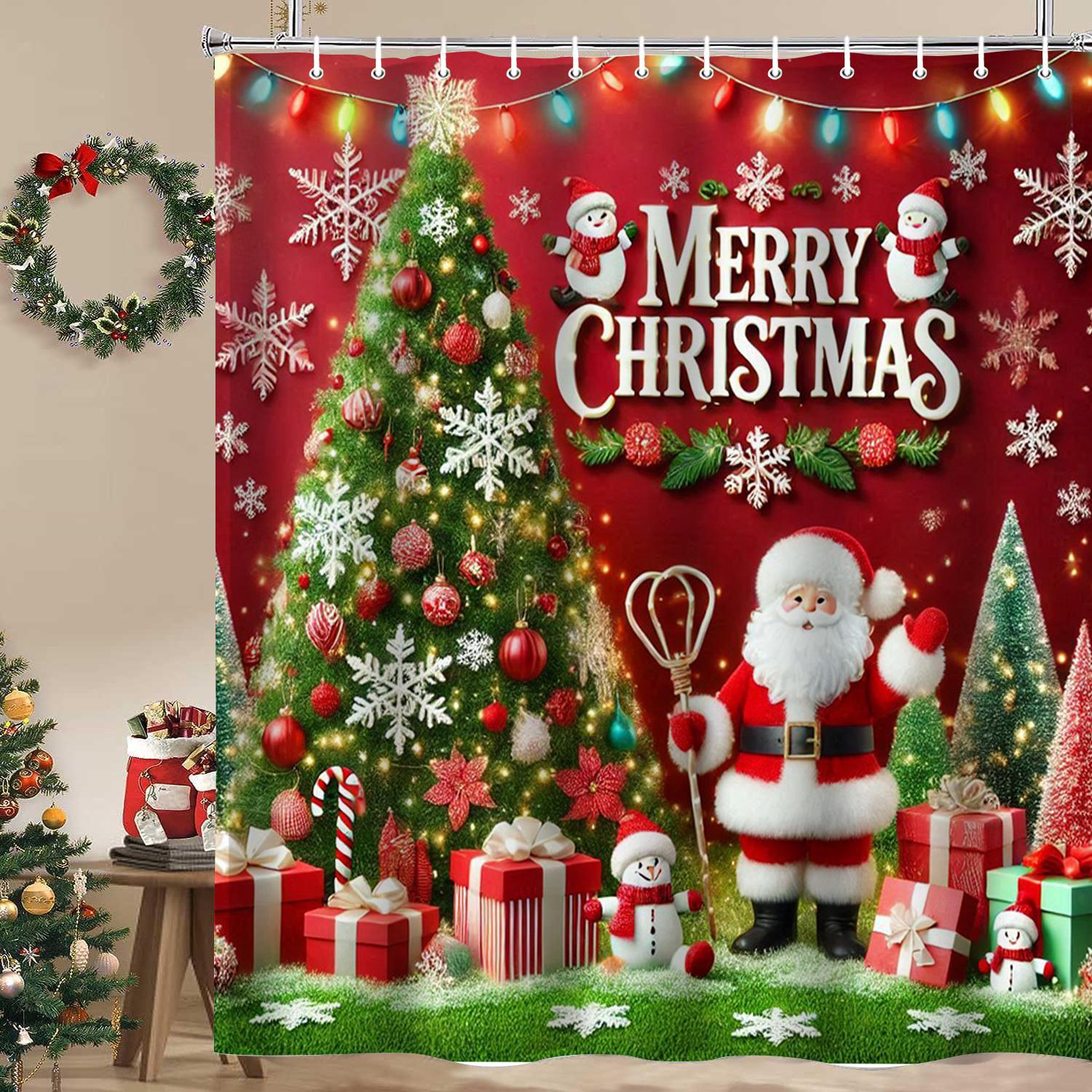 Christmas Festival Decorations Santa Claus Pattern Bathroom Shower Curtain With 12 Hooks Home Bathroom Decor And Accessories W60H190(CM)-1 Pcs
Christmas Festival Decorations Santa Claus Pattern Bathroom Shower Curtain With 12 Hooks Home Bathroom Decor And Accessories W60H190(CM)-1 Pcs