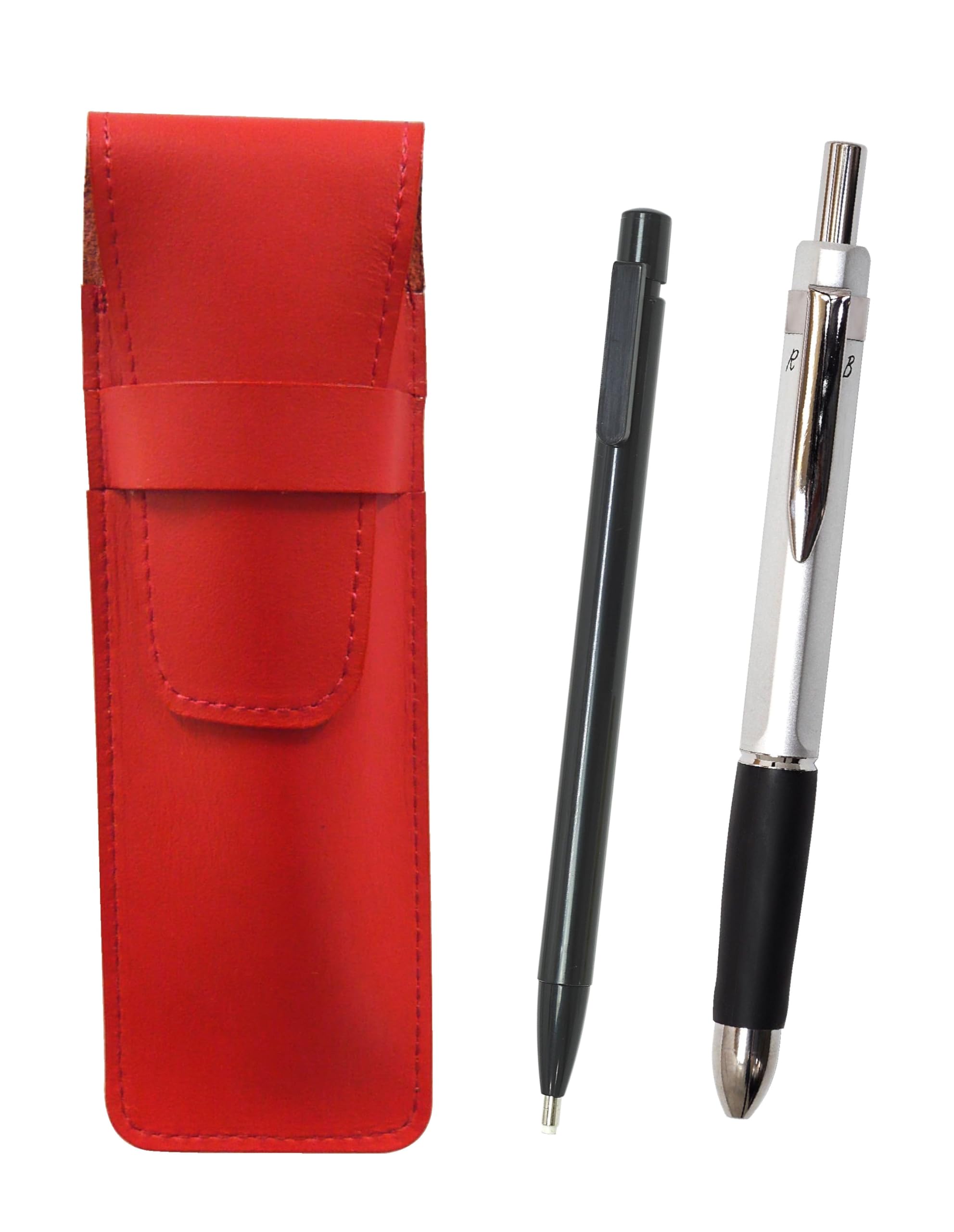 slim cowhide leather pen case red with eraser black and triangle labar silver set 2-pack extra-fine knock-type 3-meka ASRER15B-TR3MS-2
slim cowhide leather pen case red with eraser black and triangle labar silver set 2-pack extra-fine knock-type 3-meka ASRER15B-TR3MS-2