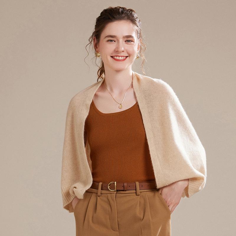 Женский пуловер-кейп-шаль из 100% кашемира с утолщенным и свободным внешним слоем трикотажной куртки-накидки 
Женский пуловер-кейп-шаль из 100% кашемира с утолщенным и свободным внешним слоем трикотажной куртки-накидки