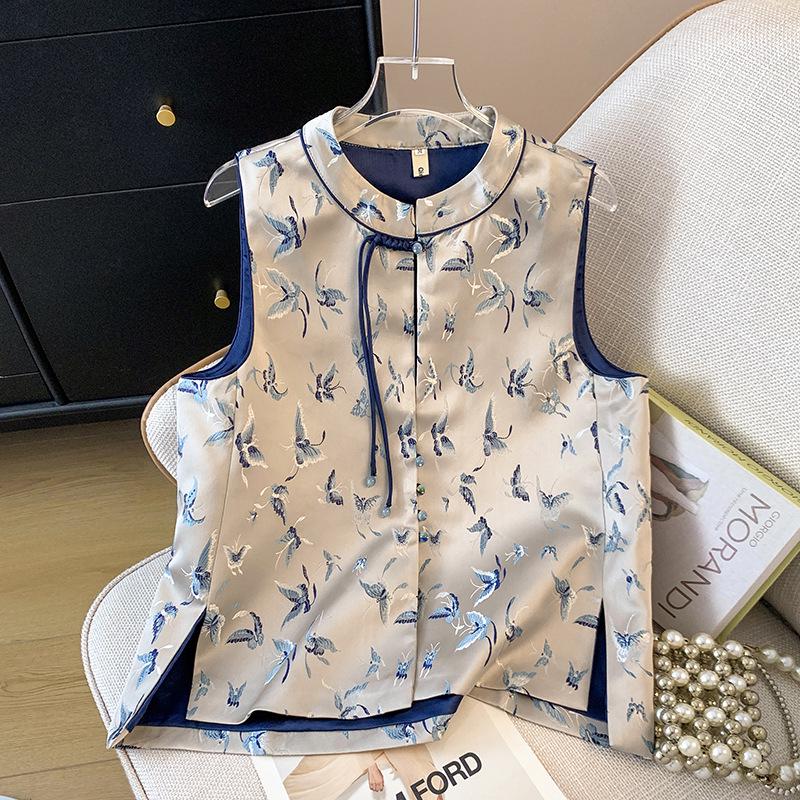 2025 Ретро Жилет в китайском стиле с вышивкой и застежкой-лягушкой - Женский топ без рукавов для весны и осени Double Extra Large синий
2025 Ретро Жилет в китайском стиле с вышивкой и застежкой-лягушкой - Женский топ без рукавов для весны и осени Double Extra Large синий