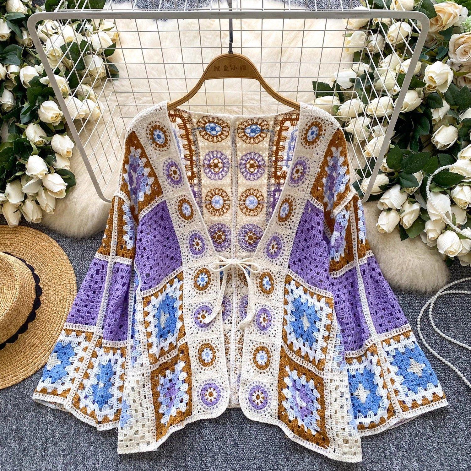 Bohemian Women s Knitted Cardigan Summer Casual Hollow Crochet Knitted Shawl Jacket Outerwear one size фіолетовий
Bohemian Women s Knitted Cardigan Summer Casual Hollow Crochet Knitted Shawl Jacket Outerwear one size фіолетовий