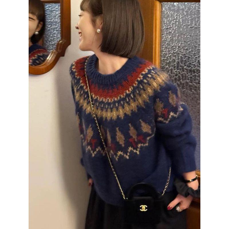 Retro Fairland Knitting Mohair Brocade Sweater Women s Autumn and Winter Christmas Korean Wear Loose Lazy Top Navy blue S(Suggested 37.50 kg-47.50 kg)
Retro Fairland Knitting Mohair Brocade Sweater Women s Autumn and Winter Christmas Korean Wear Loose Lazy Top Navy blue S(Suggested 37.50 kg-47.50 kg)