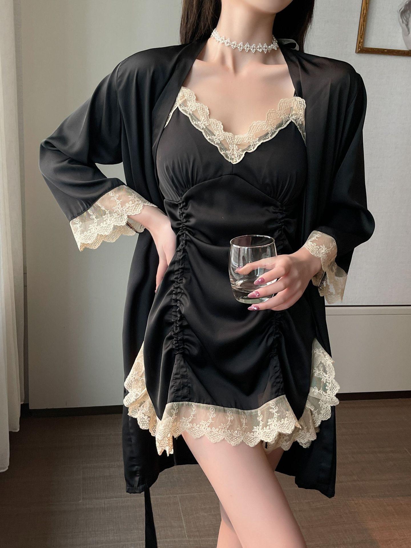 Pajamas women s summer ice silk nightgown two-piece set high-end new pure desire sexy loungewear spring and autumn XL чорний
Pajamas women s summer ice silk nightgown two-piece set high-end new pure desire sexy loungewear spring and autumn XL чорний