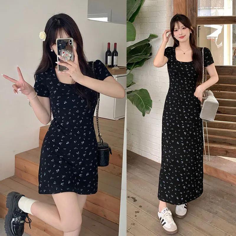 Women s Retro Floral Square Neck Short Sleeve Black Knit Dress - Waist-Hugging, Hip-Wrapping Mid-Length Design L Premium
Women s Retro Floral Square Neck Short Sleeve Black Knit Dress - Waist-Hugging, Hip-Wrapping Mid-Length Design L Premium