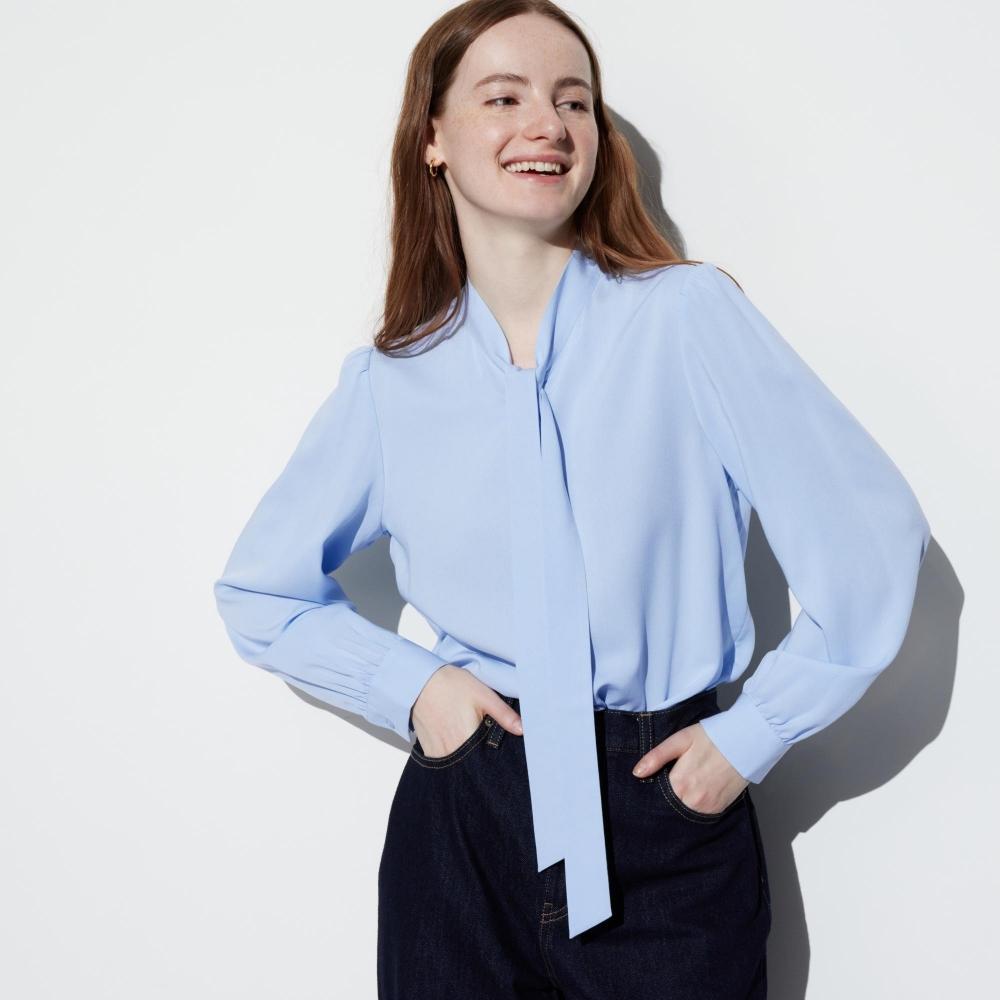 Блузка из искусственного шелка UNIQLO JAPAN с длинными рукавами и галстуком-бабочкой
Блузка из искусственного шелка UNIQLO JAPAN с длинными рукавами и галстуком-бабочкой