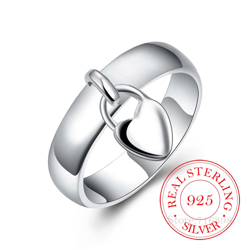 High Quality 925 Sterling Silver Jewelry Heart Lock Shaped Silver Rings for Women Men 2020 Romantic Love Couple s Rings Gift 6
High Quality 925 Sterling Silver Jewelry Heart Lock Shaped Silver Rings for Women Men 2020 Romantic Love Couple s Rings Gift 6