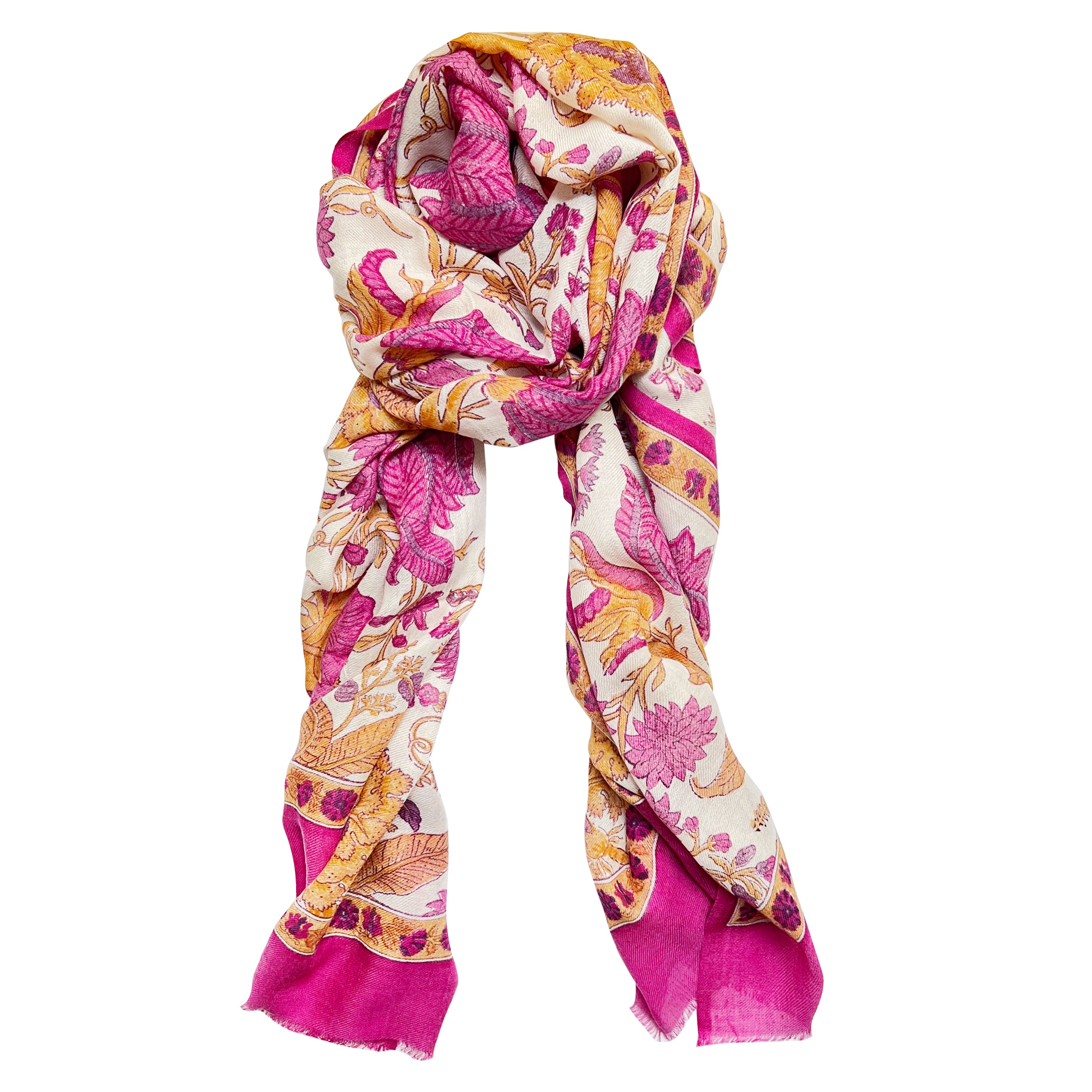 Ikka Dukka Rectangular Palempore Pink Stole 
Ikka Dukka Rectangular Palempore Pink Stole