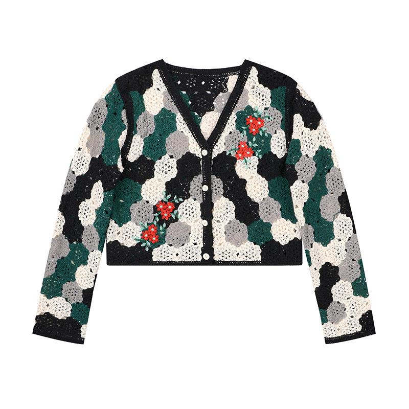 Ladies Bohemian Cardigan Splicing Color Ethnic Style Long Sleeve Sweater Hollow V-neck Crochet Floral Woman Casual Top One Size
Ladies Bohemian Cardigan Splicing Color Ethnic Style Long Sleeve Sweater Hollow V-neck Crochet Floral Woman Casual Top One Size